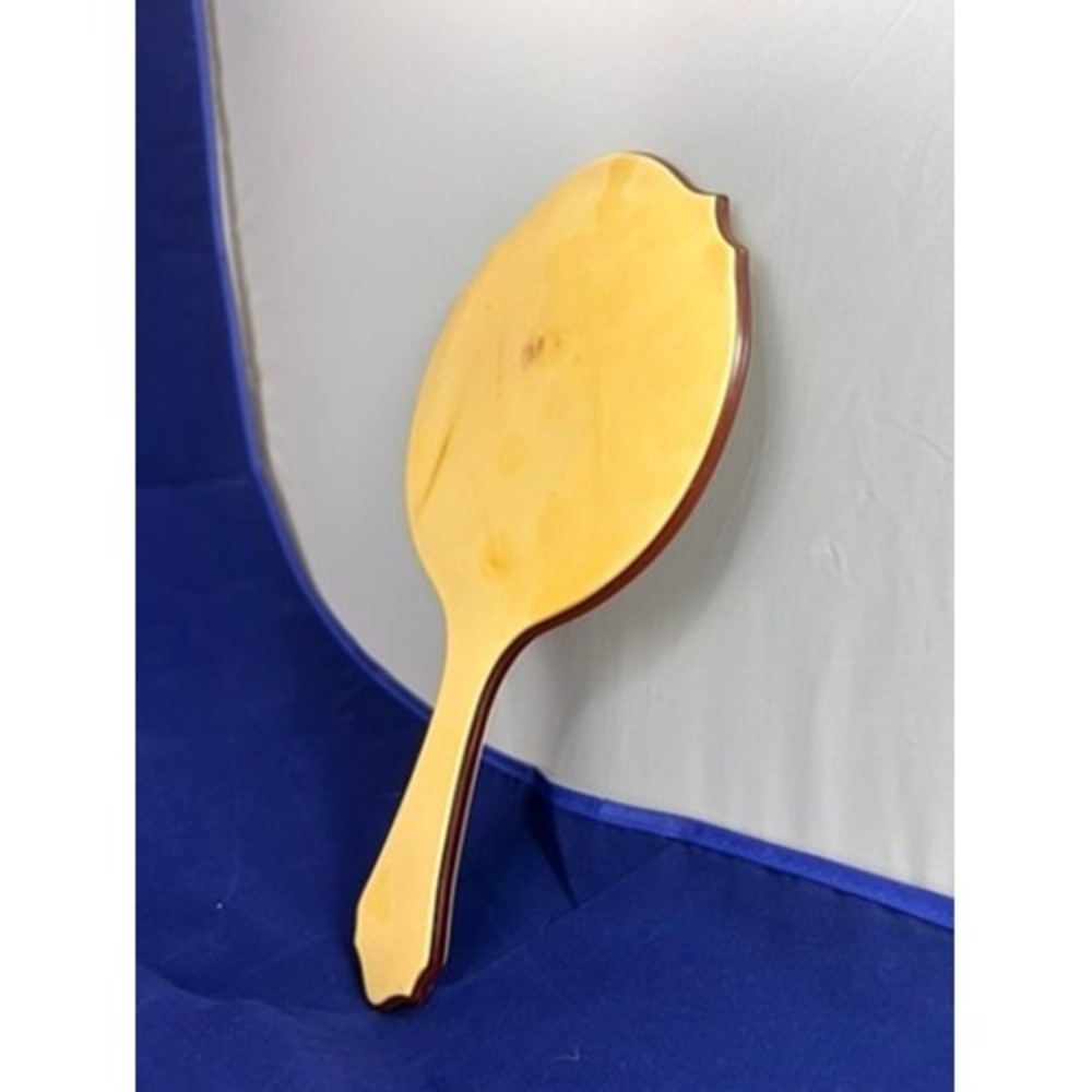 Vintage 1940s Butterscotch Lucite Hand Mirror Scalloped Vanity Art Deco - Picture 2 of 6